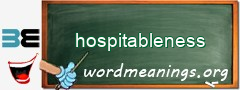 WordMeaning blackboard for hospitableness